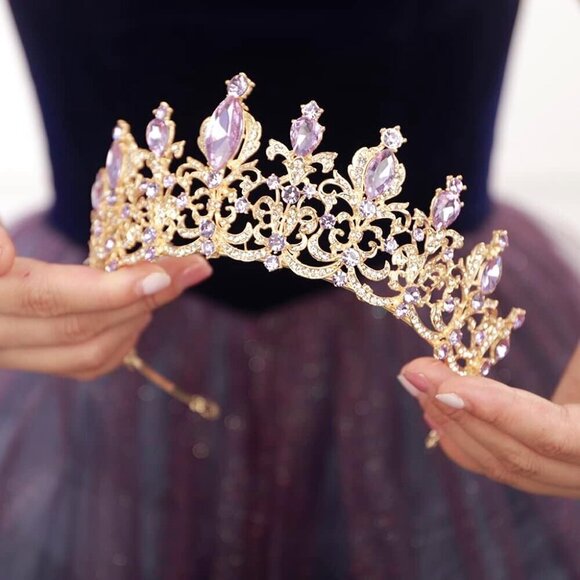 Crystal Tiara Crown for Women Girls Elegant Hair Accessory for Weddings Parties main image 4